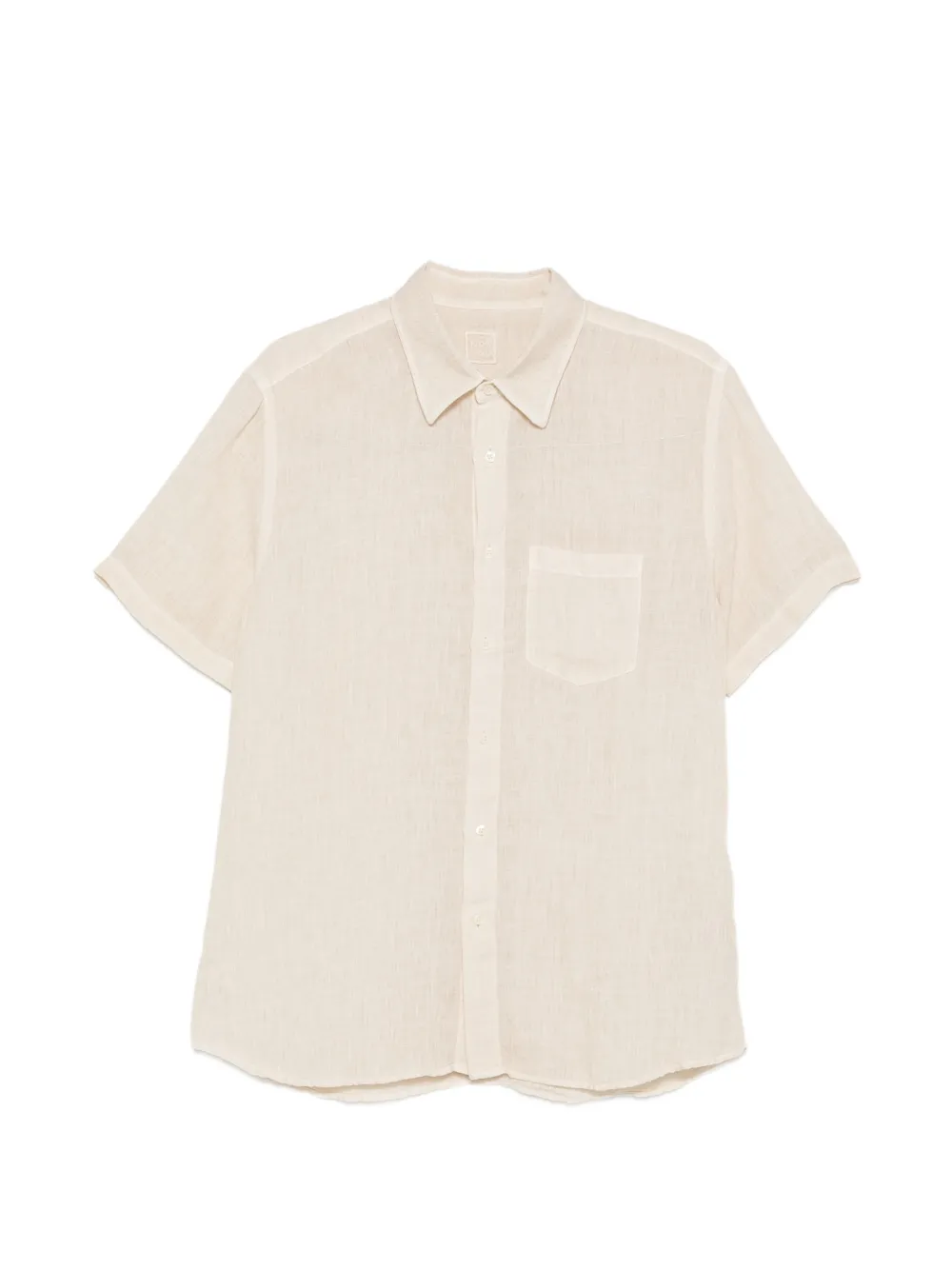 120% Lino short-sleeve chest-pocket shirt - Toni neutri