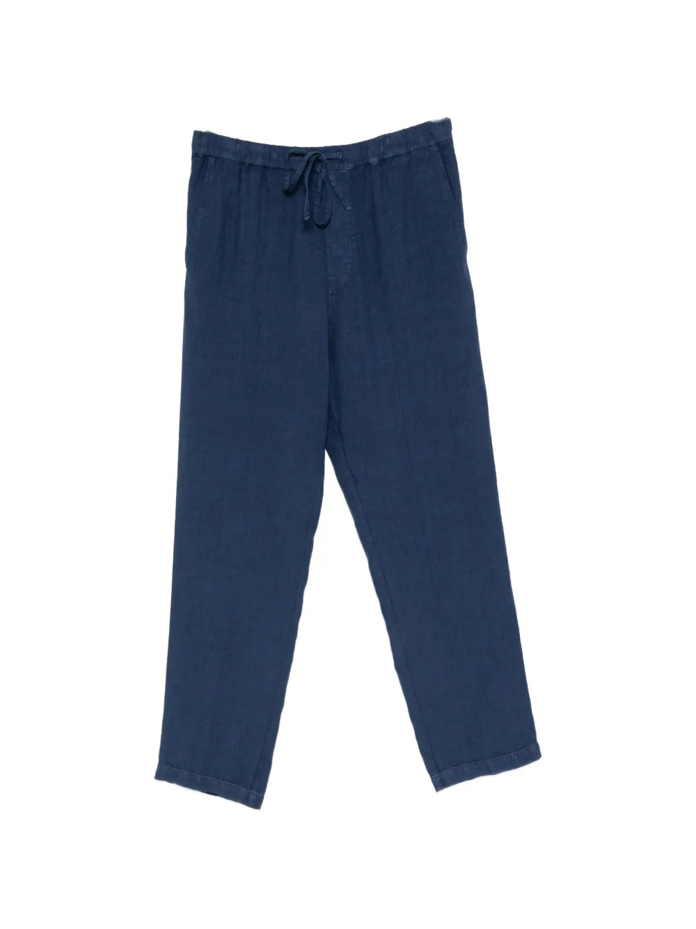 120% Lino Drawstring-waist Linen Trousers In Blue