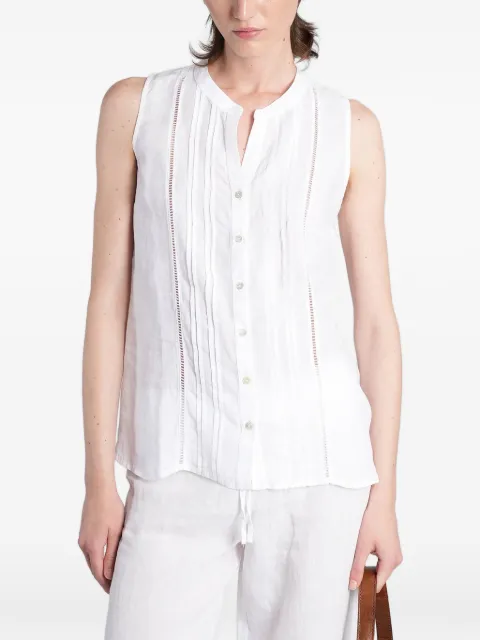 120% Lino pin-tucked open-knit blouse