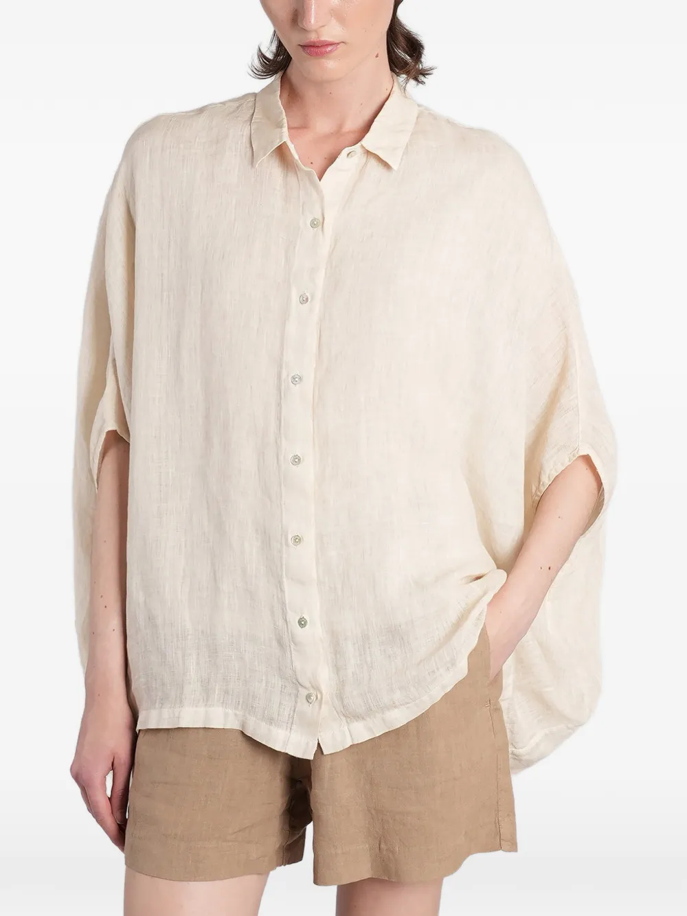 120% Lino batwing-sleeve shirt - Toni neutri
