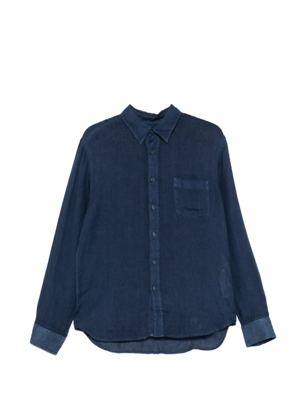 120% Lino chest-pocket long-sleeve shirt - Blu