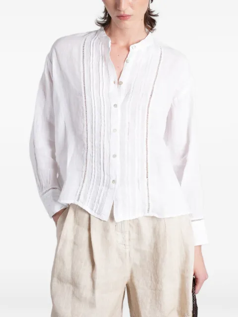 120% Lino pin-tucked open-stitch shirt