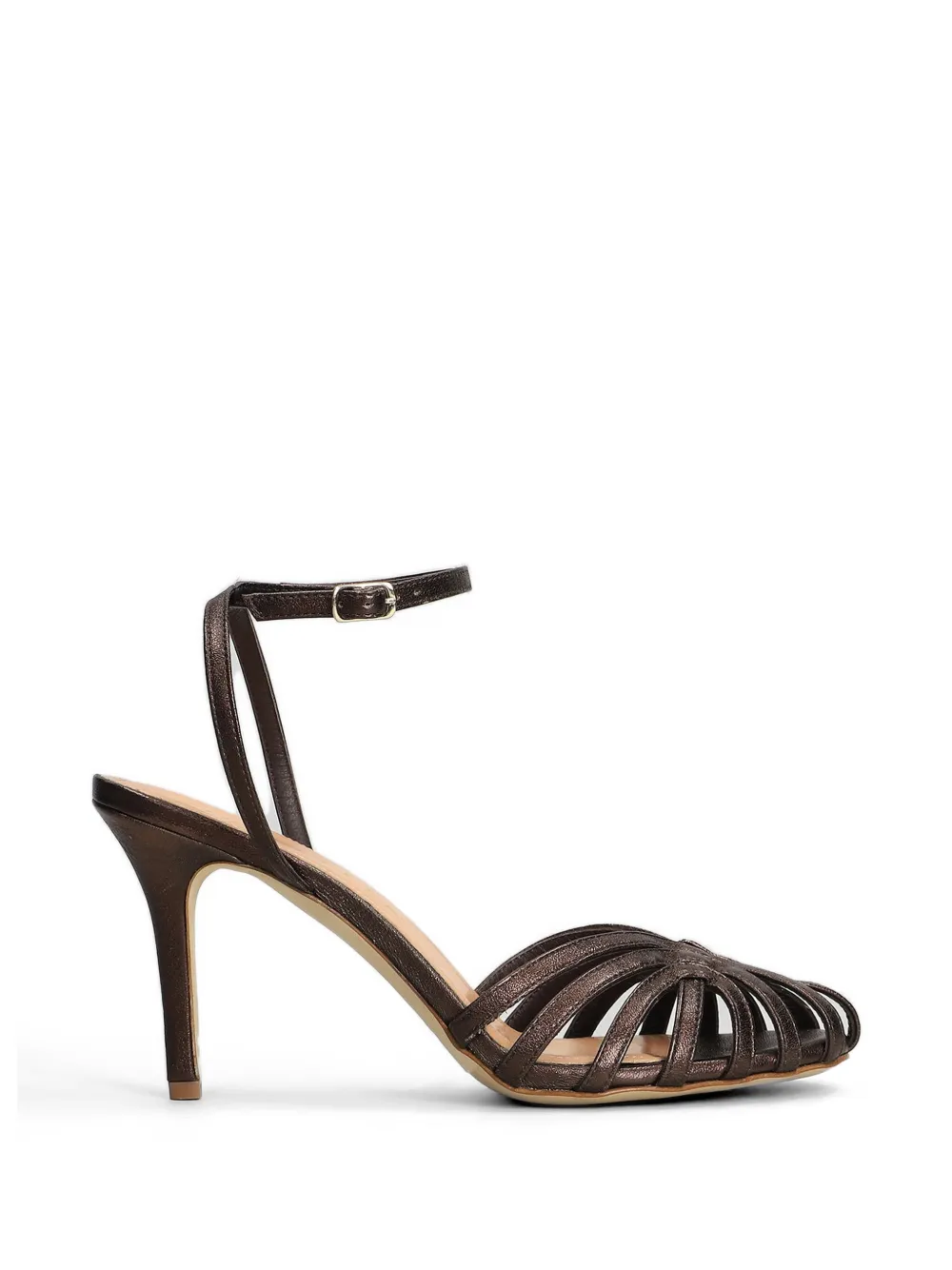 The Seller metallic-effect cage sandals - Marrone