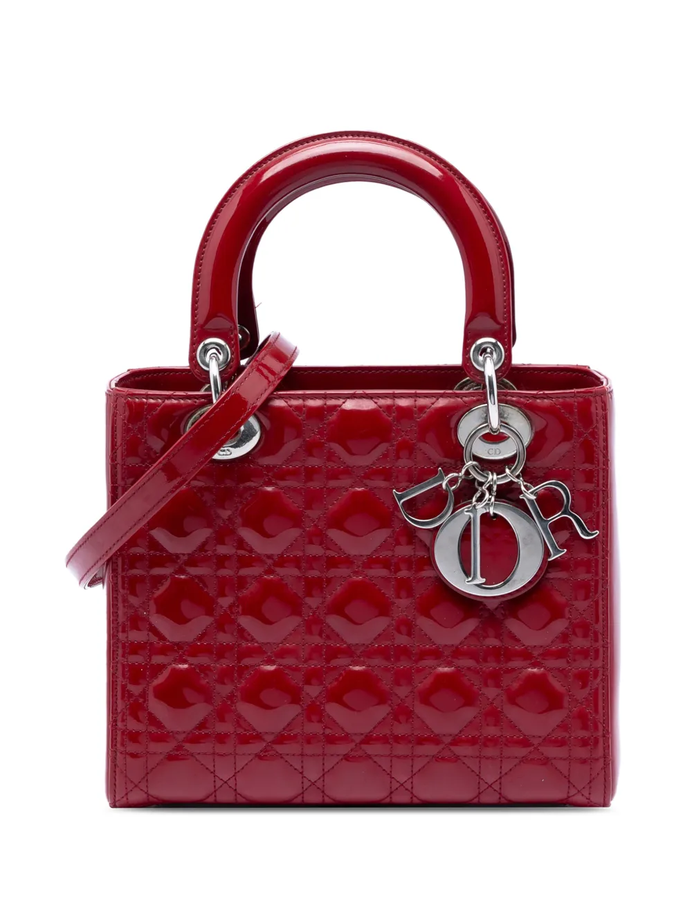 Christian Dior Pre-Owned 2014 mittelgroße Cannage Lady Dior Satchel-Tasche - Rot