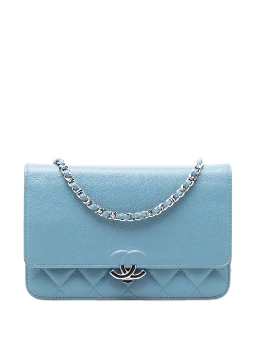 CHANEL Pre-Owned 2019 CC Box Portemonnaie aus gekörntem Kalbsleder mit Kettenriemen - Blau
