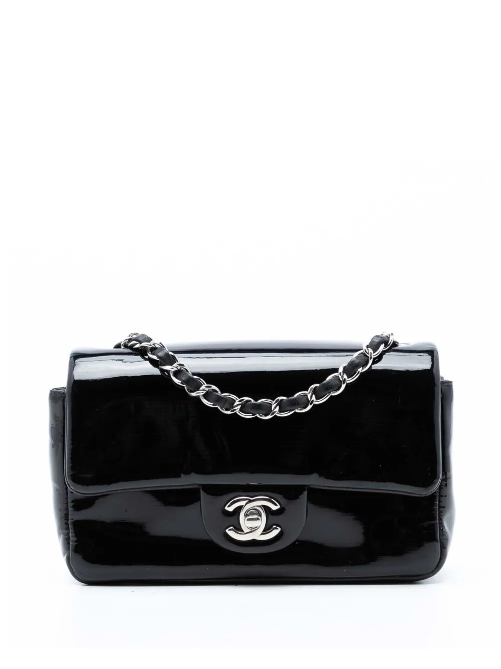 CHANEL Pre-Owned 2014 Mini Rectangular Classic Pure Patent Single Flap shoulder bag - Nero