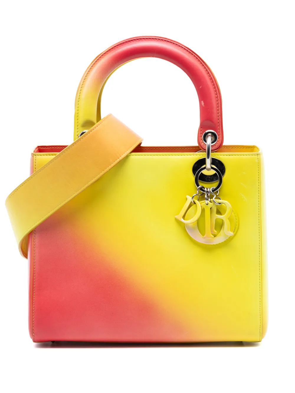 Christian Dior Pre-Owned 2013 mittelgroße Lady Dior Satchel-Tasche aus Kalbsleder mit Farbverlauf - Gelb