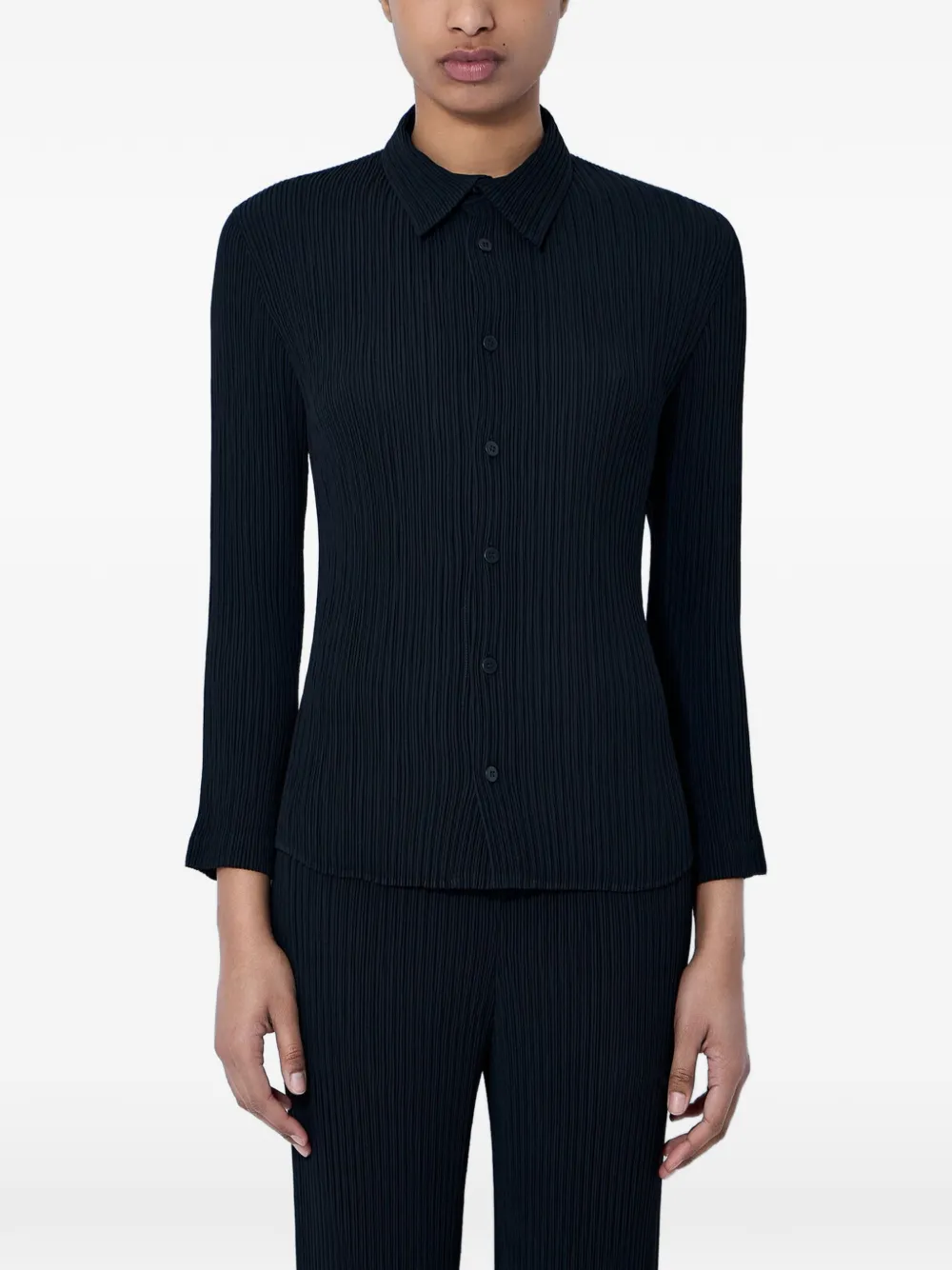 Issey Miyake textured button-down shirt - Schwarz