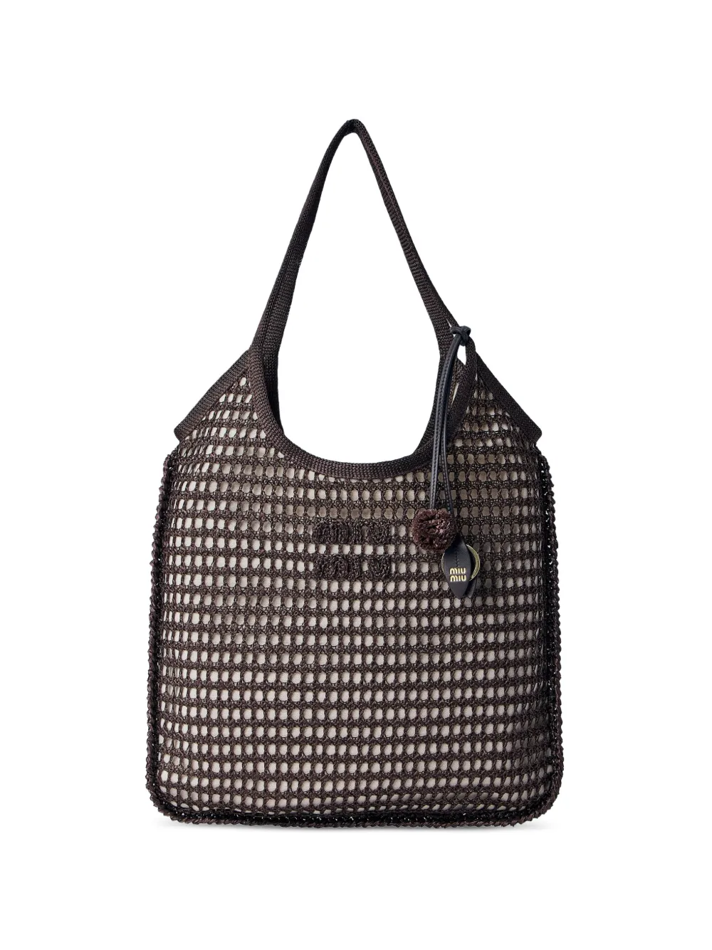 Miu Miu Ivy crochet-mesh tote bag - Marrone