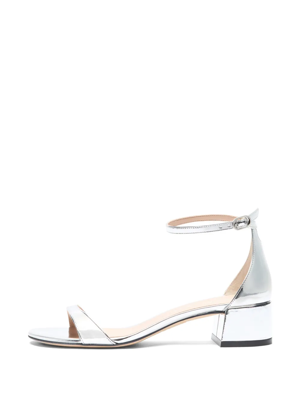 Stuart Weitzman Nudist Block 35 leather sandals Zilver