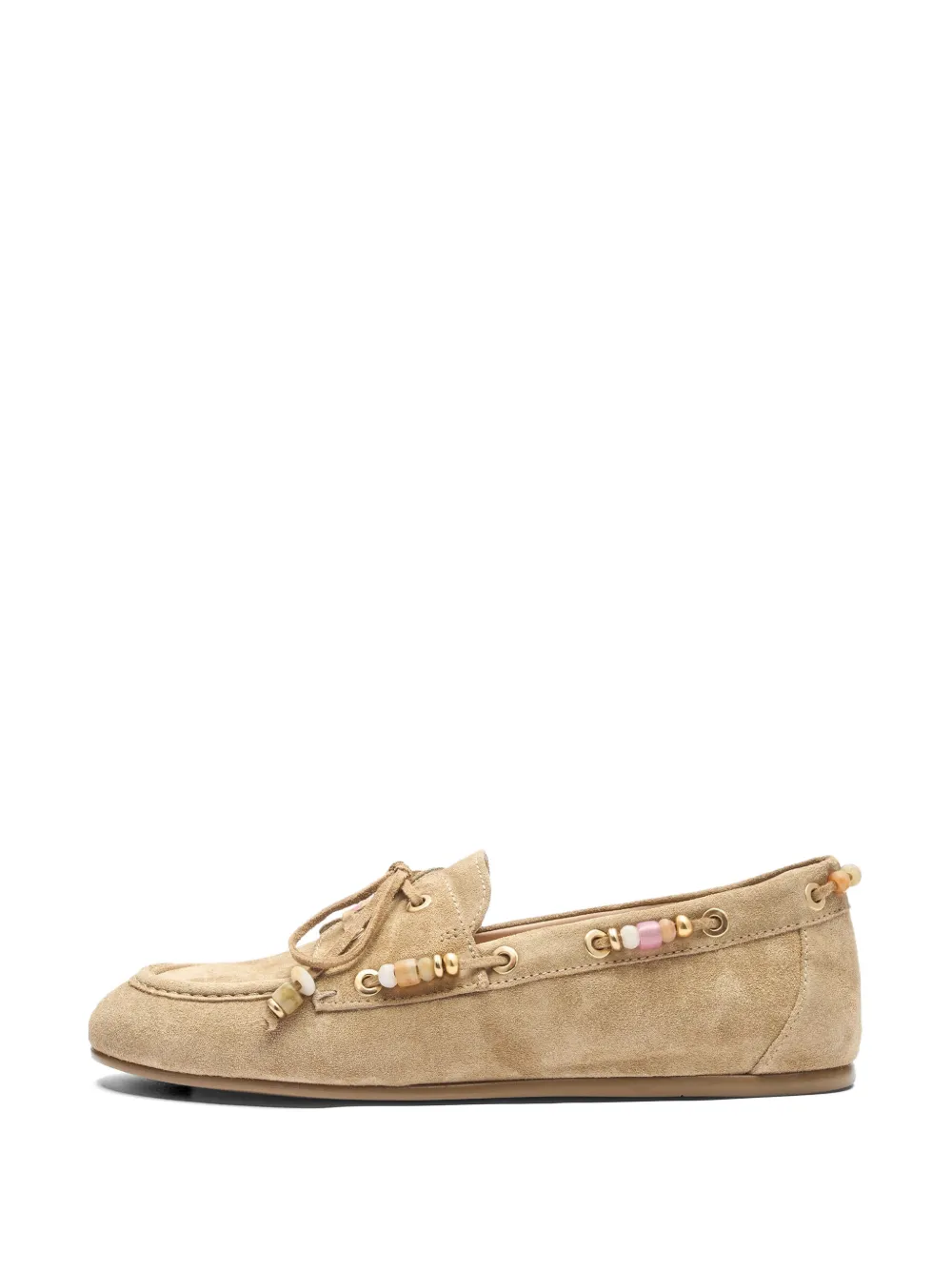 Stuart Weitzman Majorca Tinsley bead-embellished loafers Beige