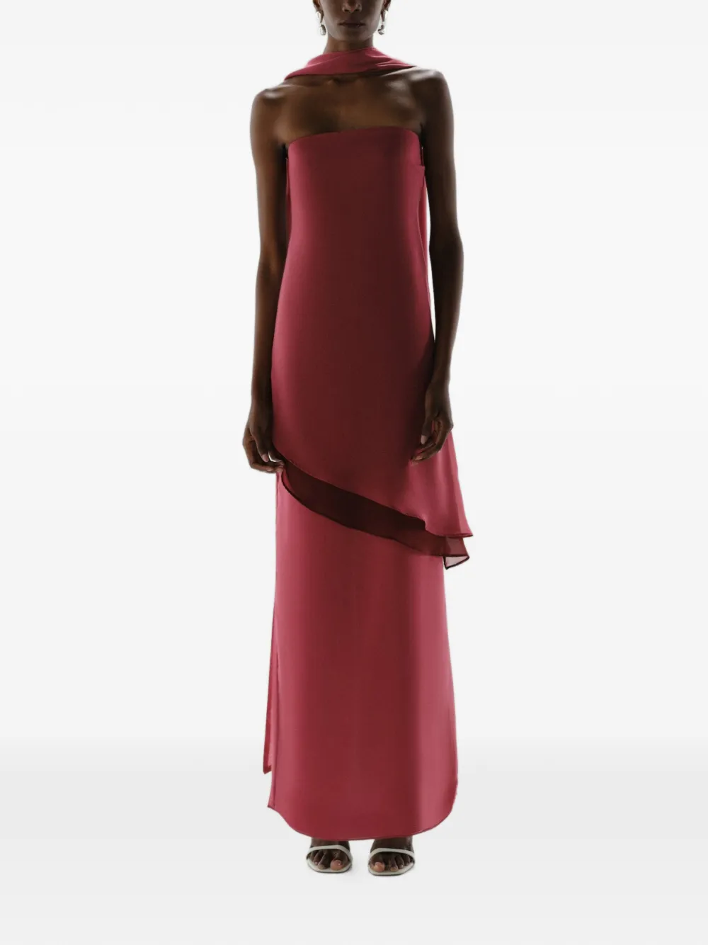 Baobab Strapless jurk met sjaaldetail Rood