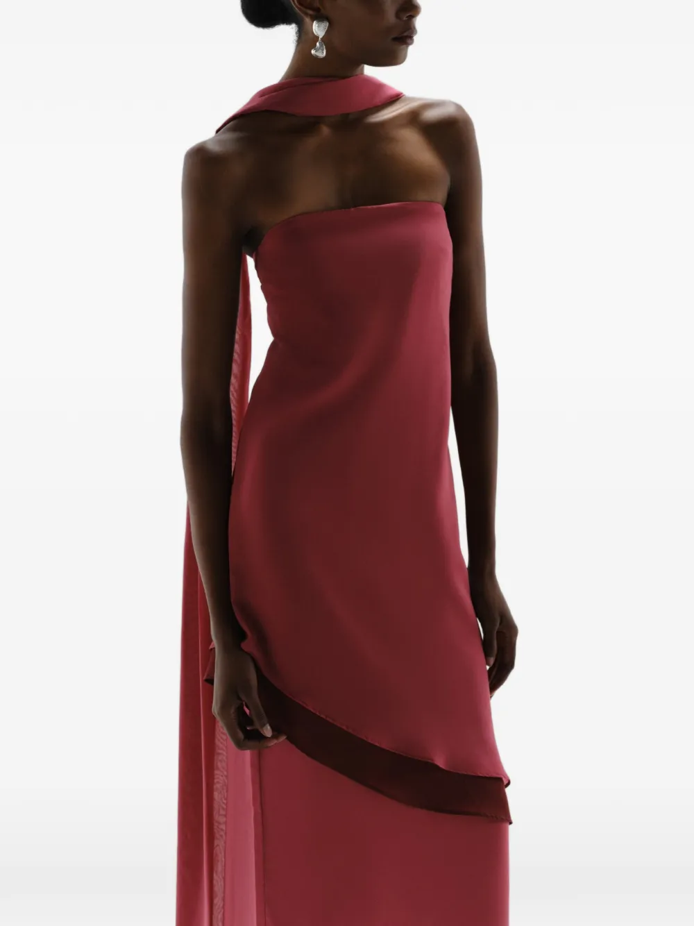 Baobab Strapless jurk met sjaaldetail Rood
