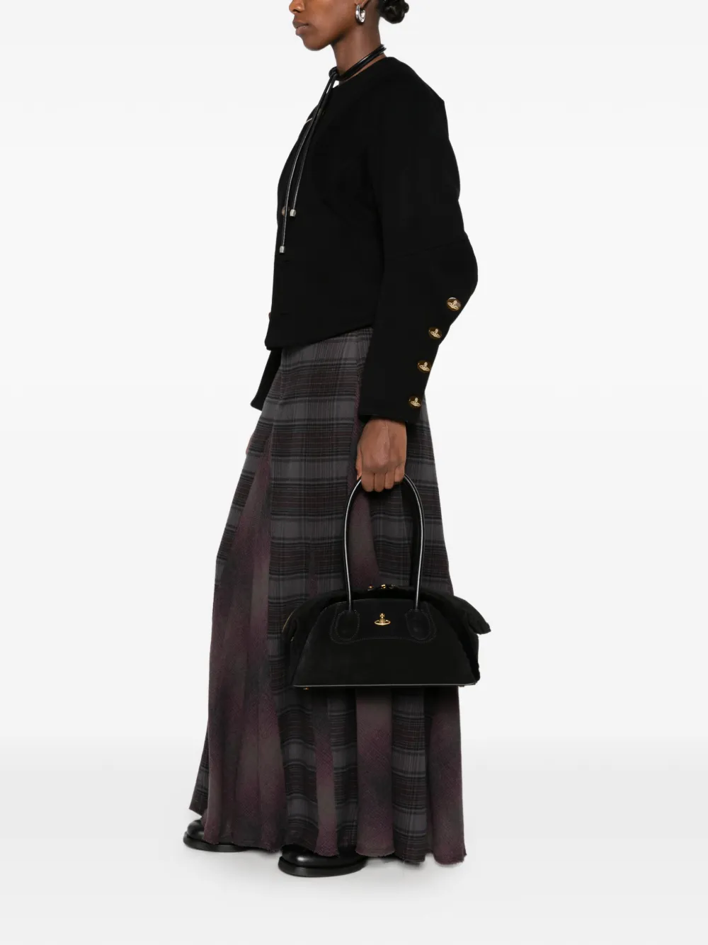 Vivienne Westwood Shirley suede tote bag Zwart