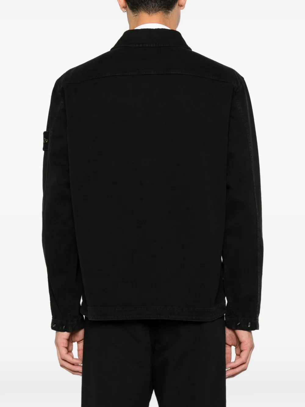 Stone Island 1200012 panama shirtjack van biologisch katoen Zwart