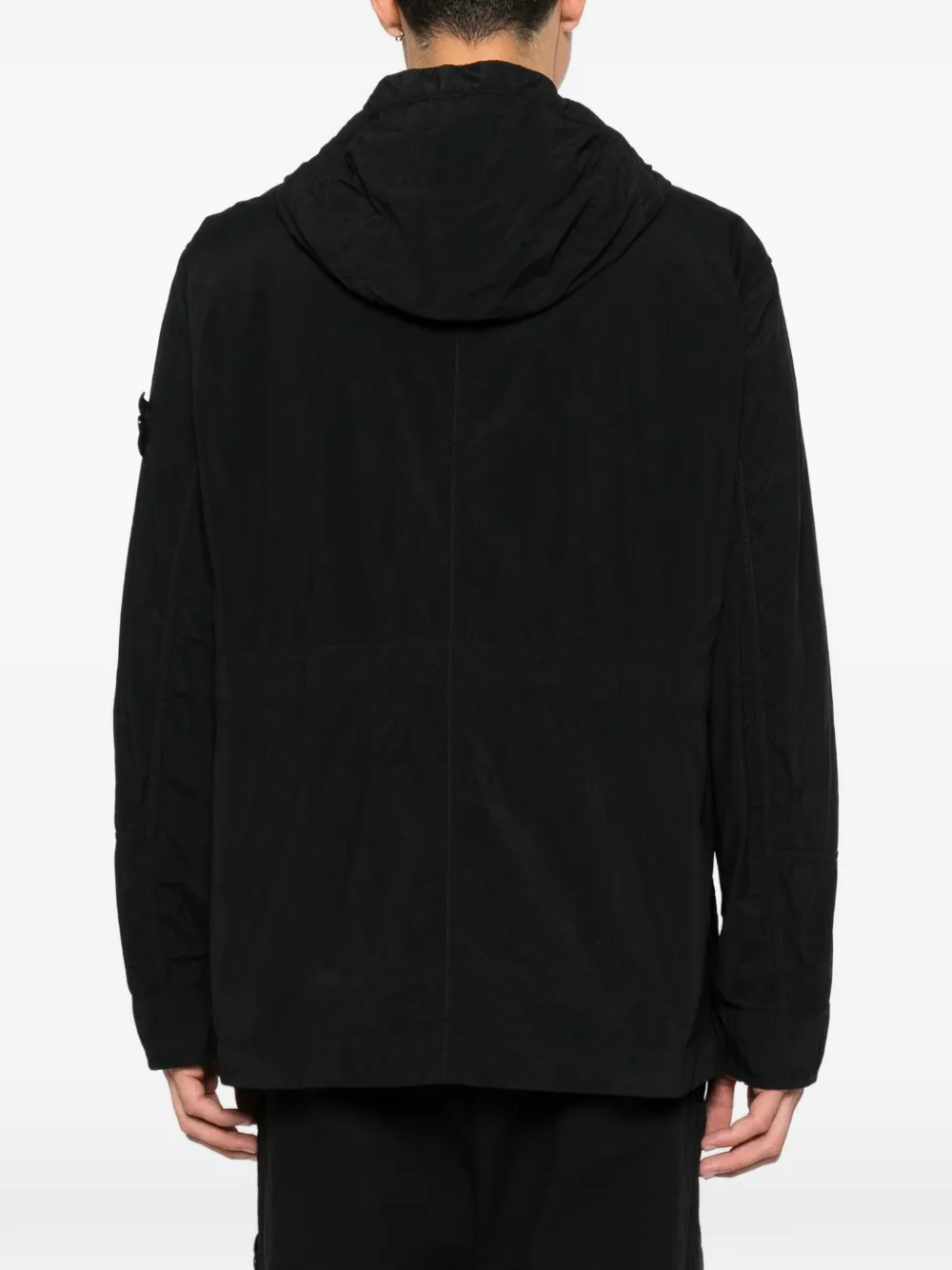 Stone Island Q100024 nylon Smerigliato_S.I. Ghost jas Zwart