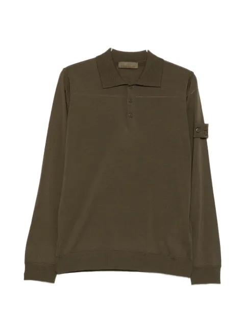 Stone Island logo-patch long-sleeve polo shirt
