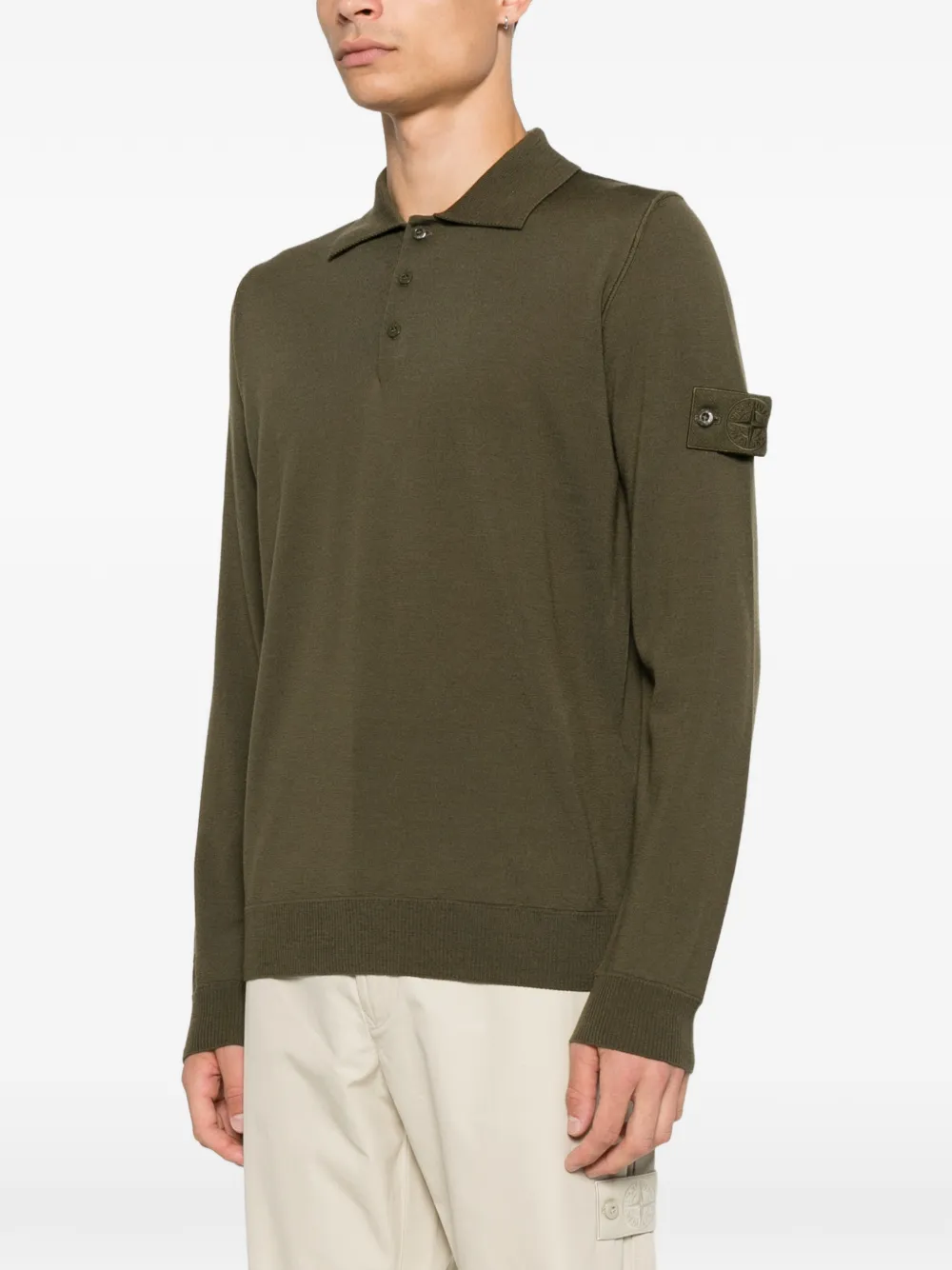 Stone Island 5100076 wollen RWS _S.I. Ghost poloshirt Groen