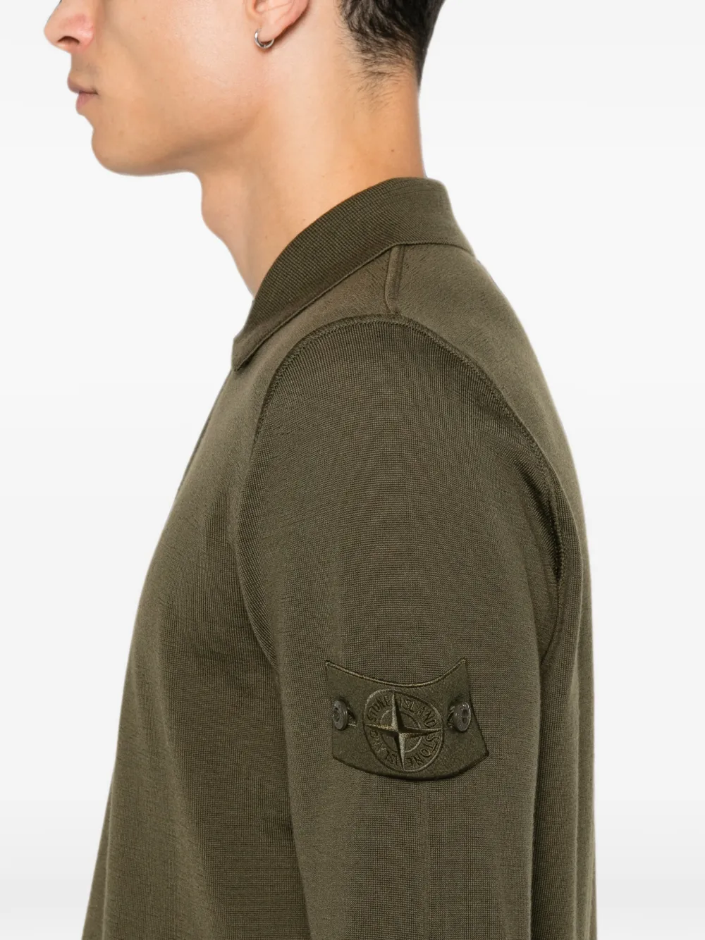 Stone Island 5100076 wollen RWS _S.I. Ghost poloshirt Groen