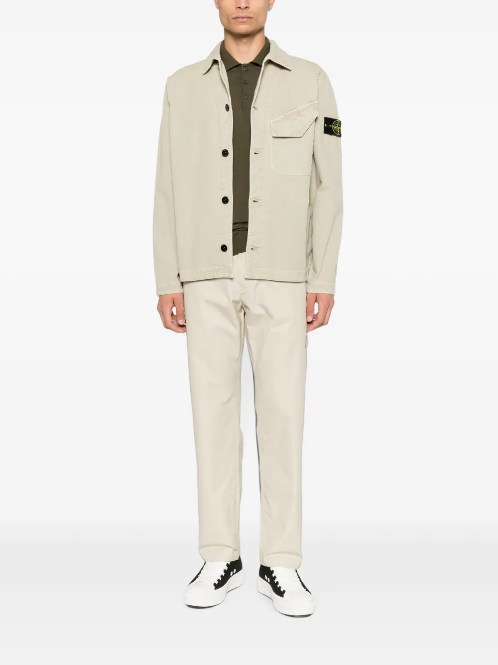 Stone Island 5100076 wollen RWS _S.I. Ghost poloshirt Groen