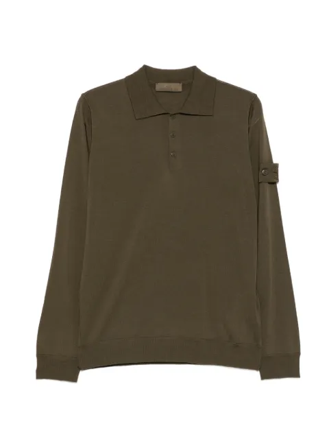 Stone Island logo-patch long-sleeve polo shirt