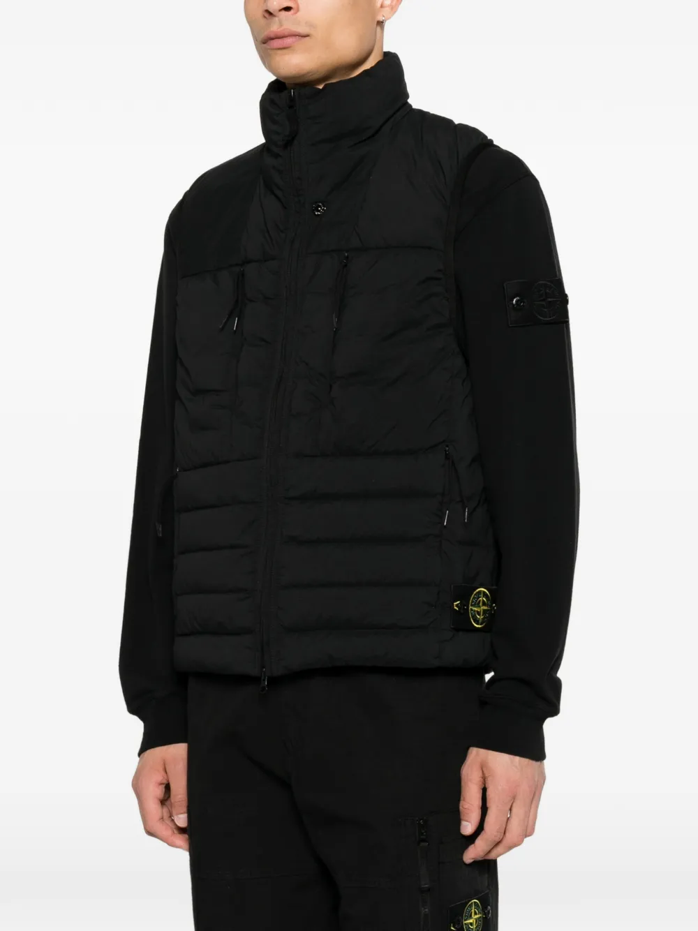 Stone Island G100011 naadloze nylon bodywarmer Zwart