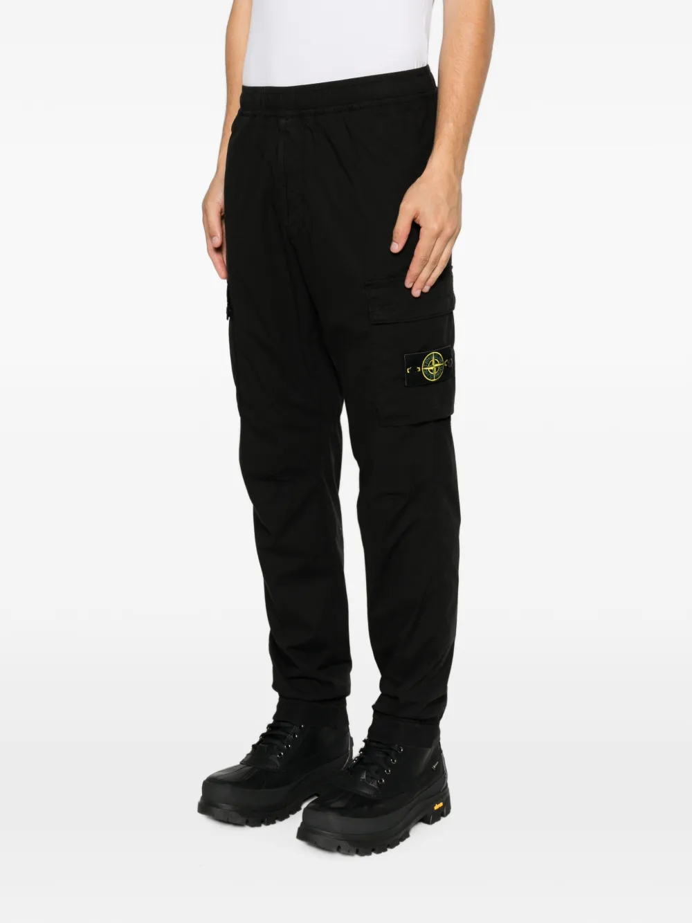 Stone Island Broek met logopatch Zwart