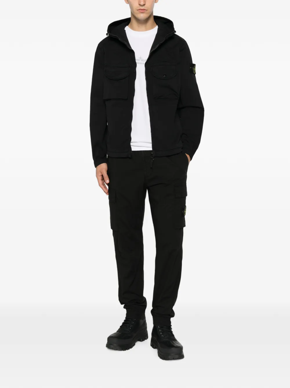 Stone Island Broek met logopatch Zwart