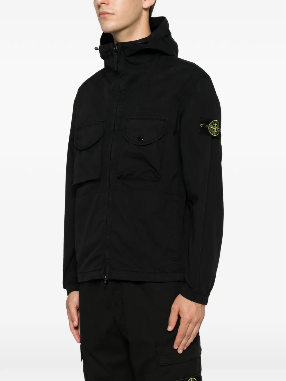 Stone Island 1200004 stretch katoenen twill jack Zwart