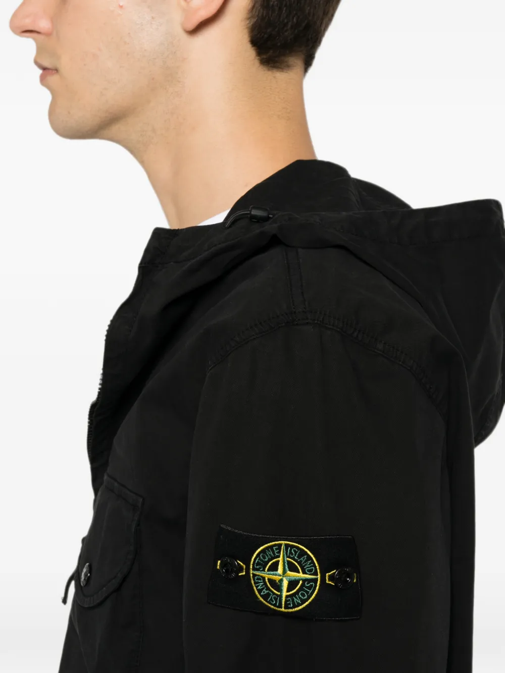 Stone Island 1200004 stretch katoenen twill jack Zwart