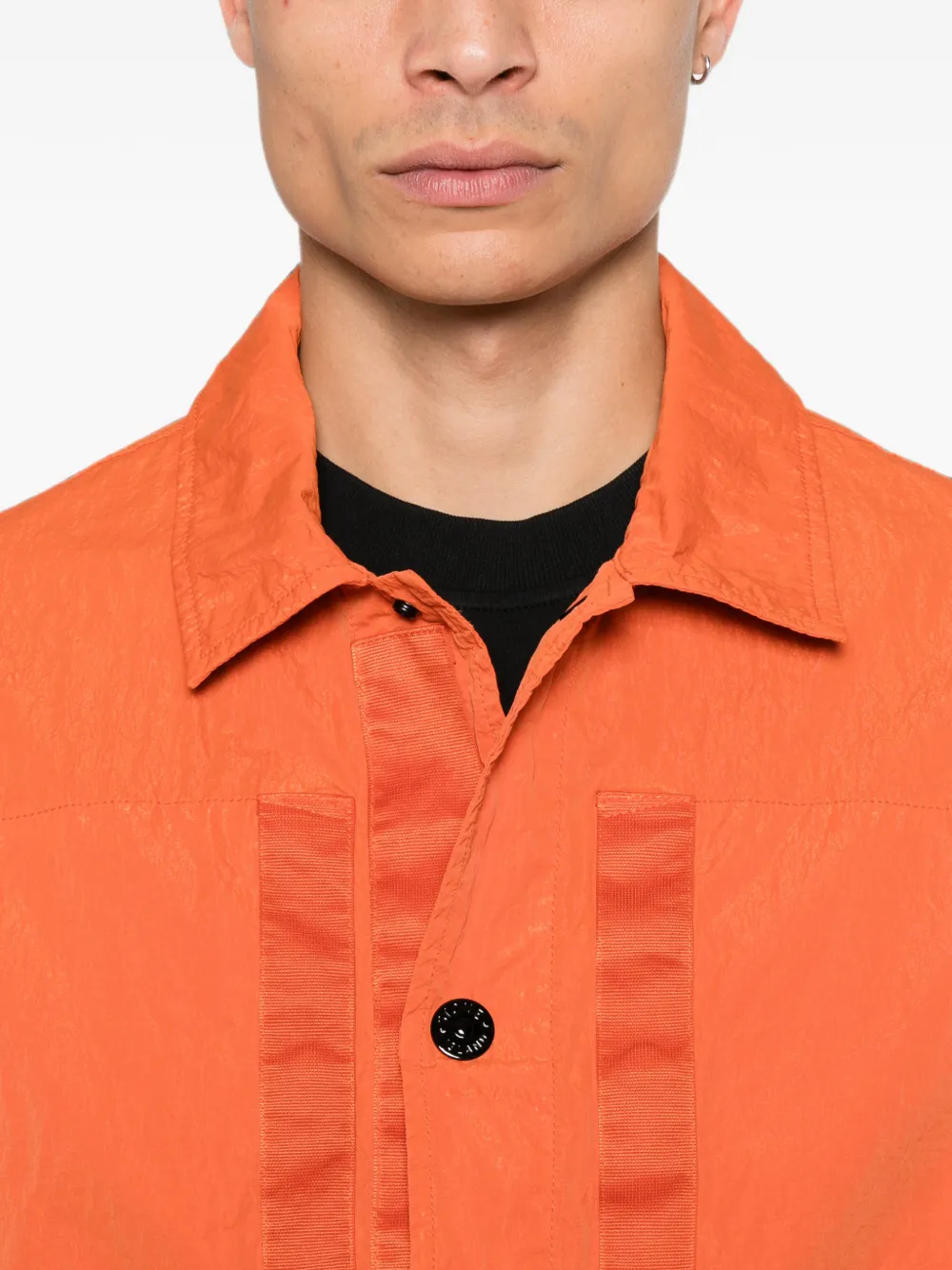 Stone Island Q100008 geribbeld nylon-TC jack met ketting Oranje