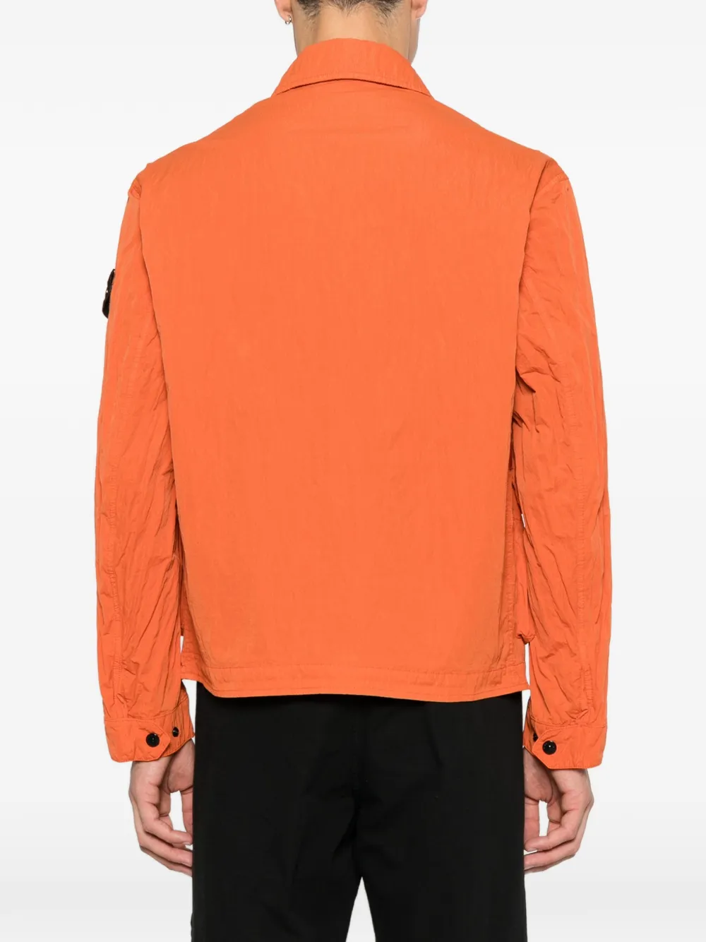Stone Island Q100008 geribbeld nylon-TC jack met ketting Oranje