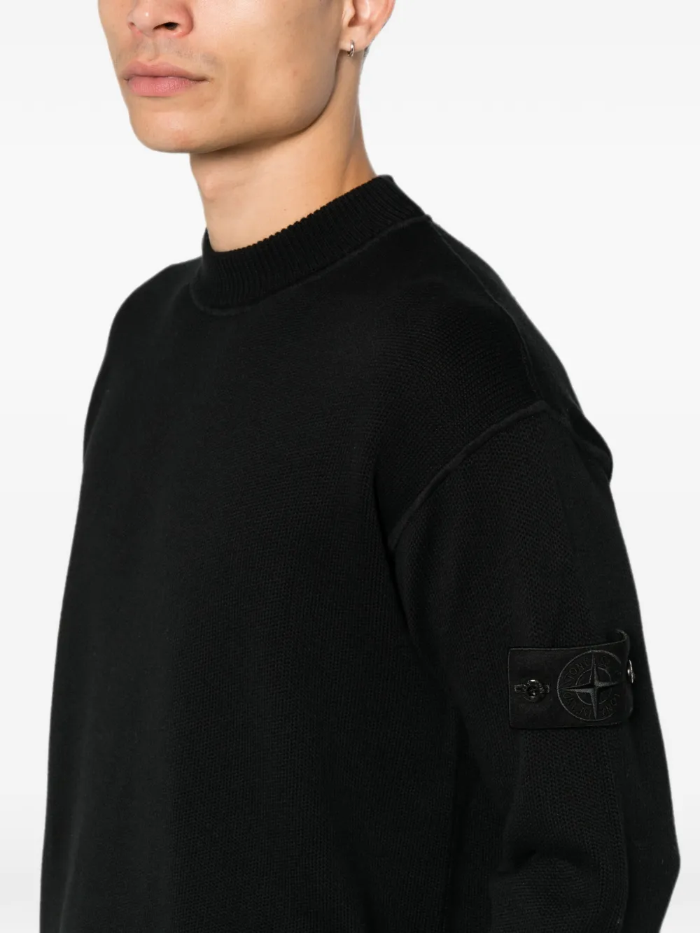 Stone Island 5100063 katoenen kasjmier_S.I. Ghost gebreide trui Zwart