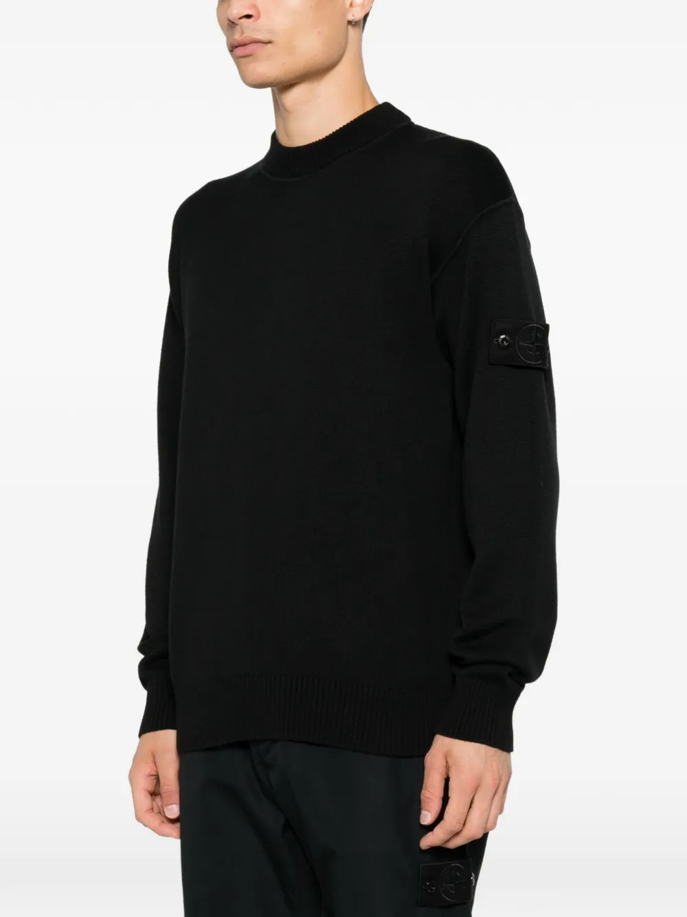 Stone Island 5100063 katoenen kasjmier_S.I. Ghost gebreide trui Zwart