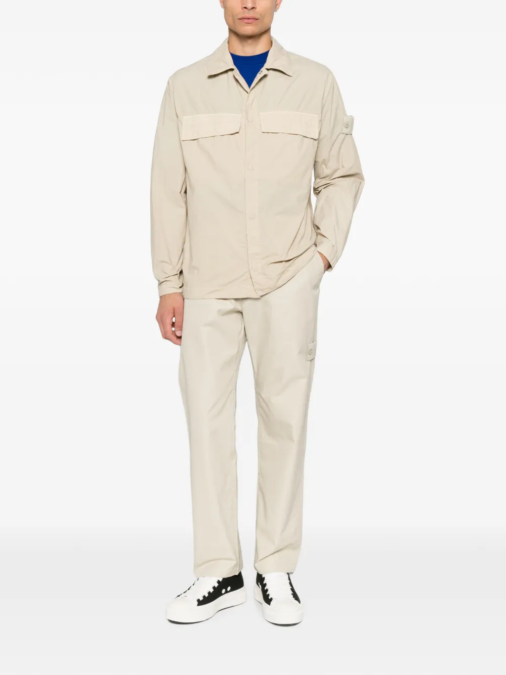 Stone Island 3100020 Ghost Piece katoenen canvas broek Beige