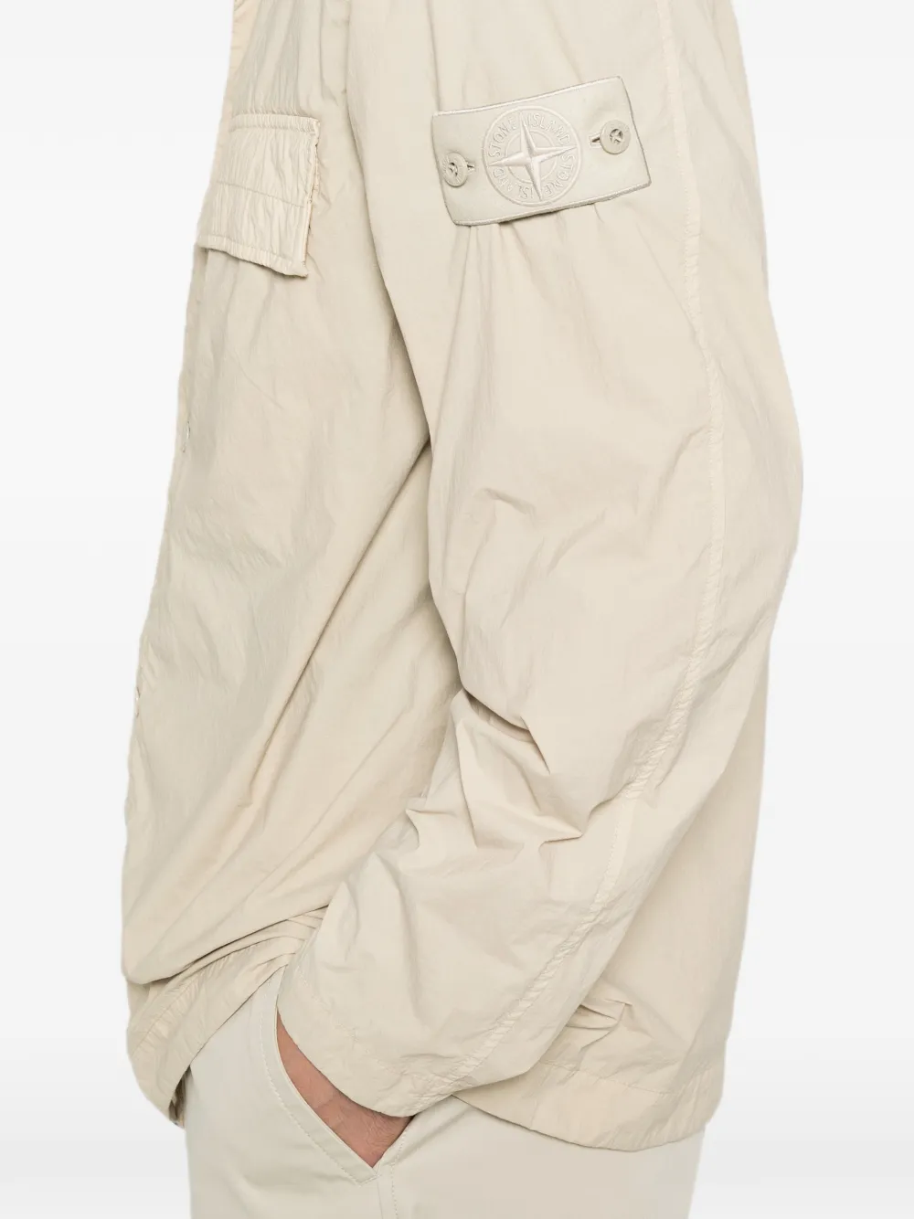 Stone Island 1200044 nylon Smerigliato_S.I. Ghost overhemd Beige