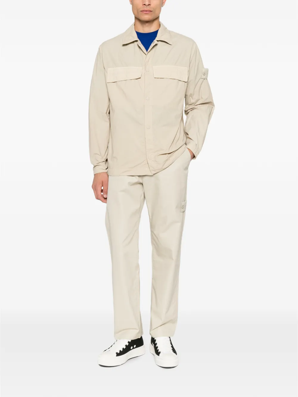 Stone Island 1200044 nylon Smerigliato_S.I. Ghost overhemd Beige