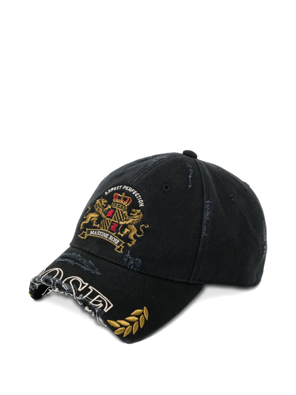 Martine Rose distressed crest-embroidered cap - Nero