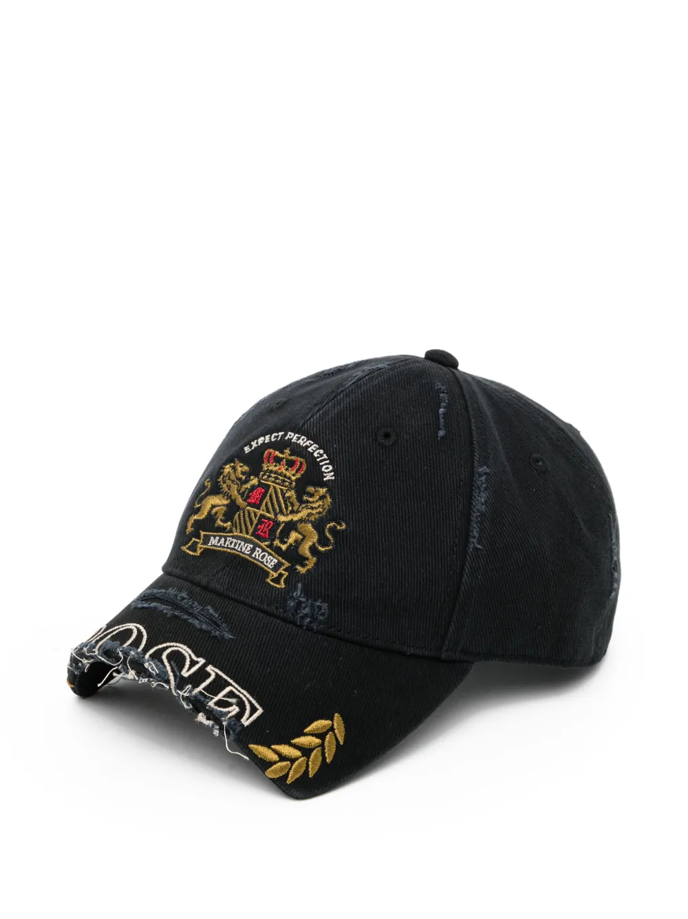 Martine Rose distressed crest-embroidered cap - Schwarz