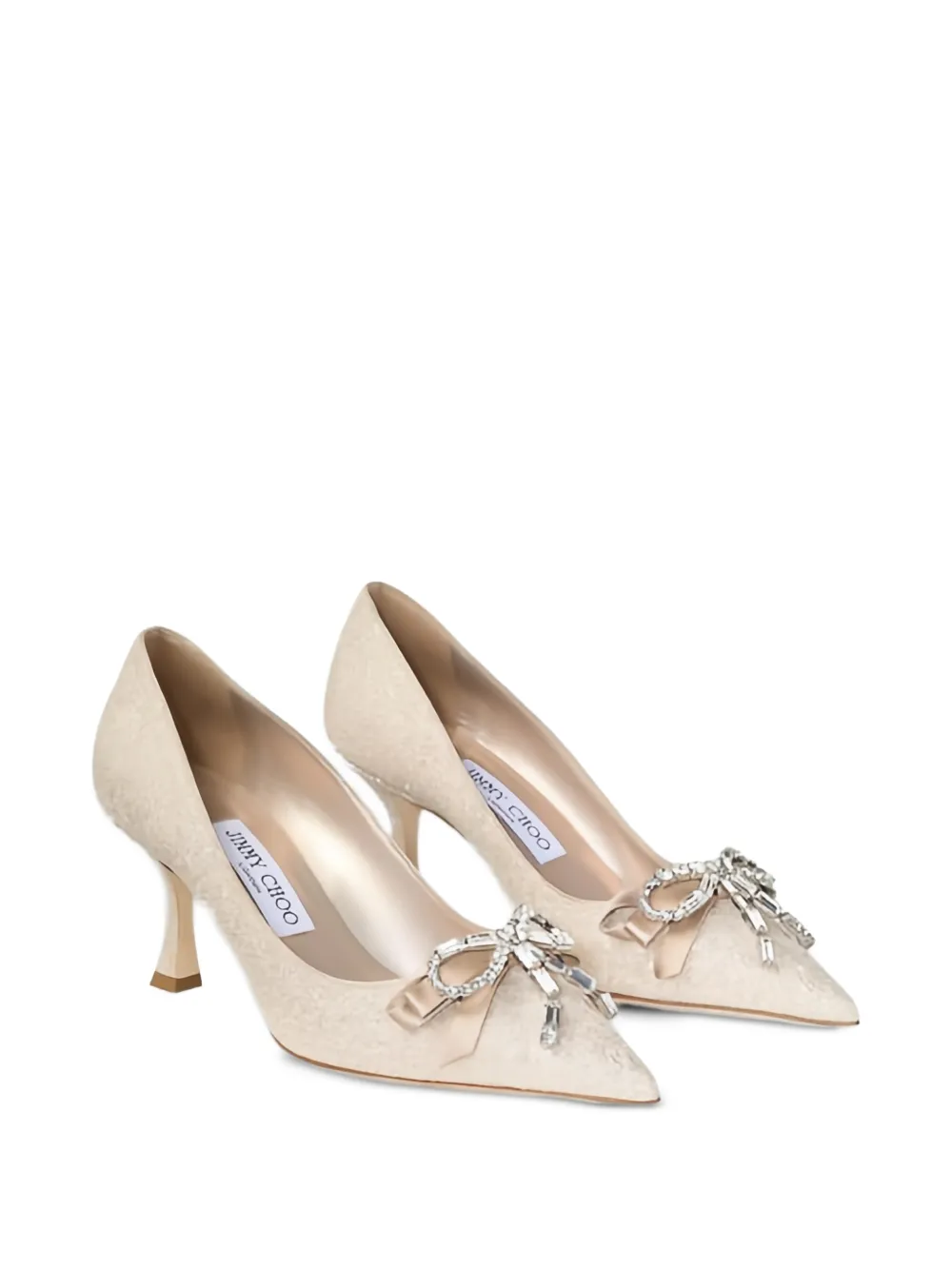 Jimmy Choo Auria crystal-embellished bow-detail heeled pumps Goud