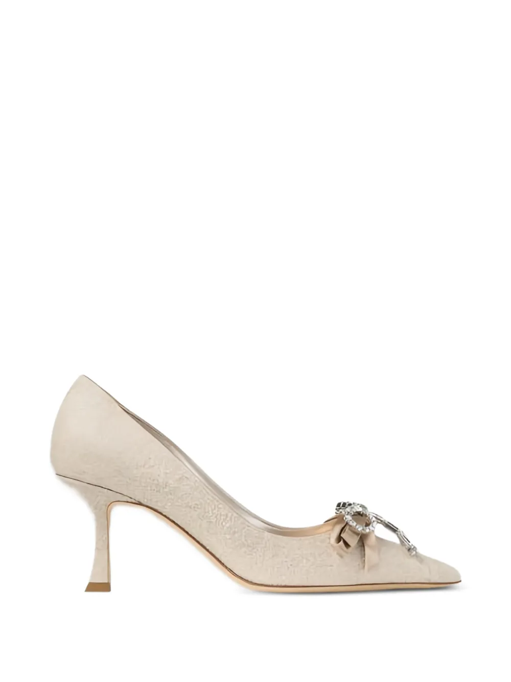 Jimmy Choo Auria crystal-embellished bow-detail heeled pumps - Oro