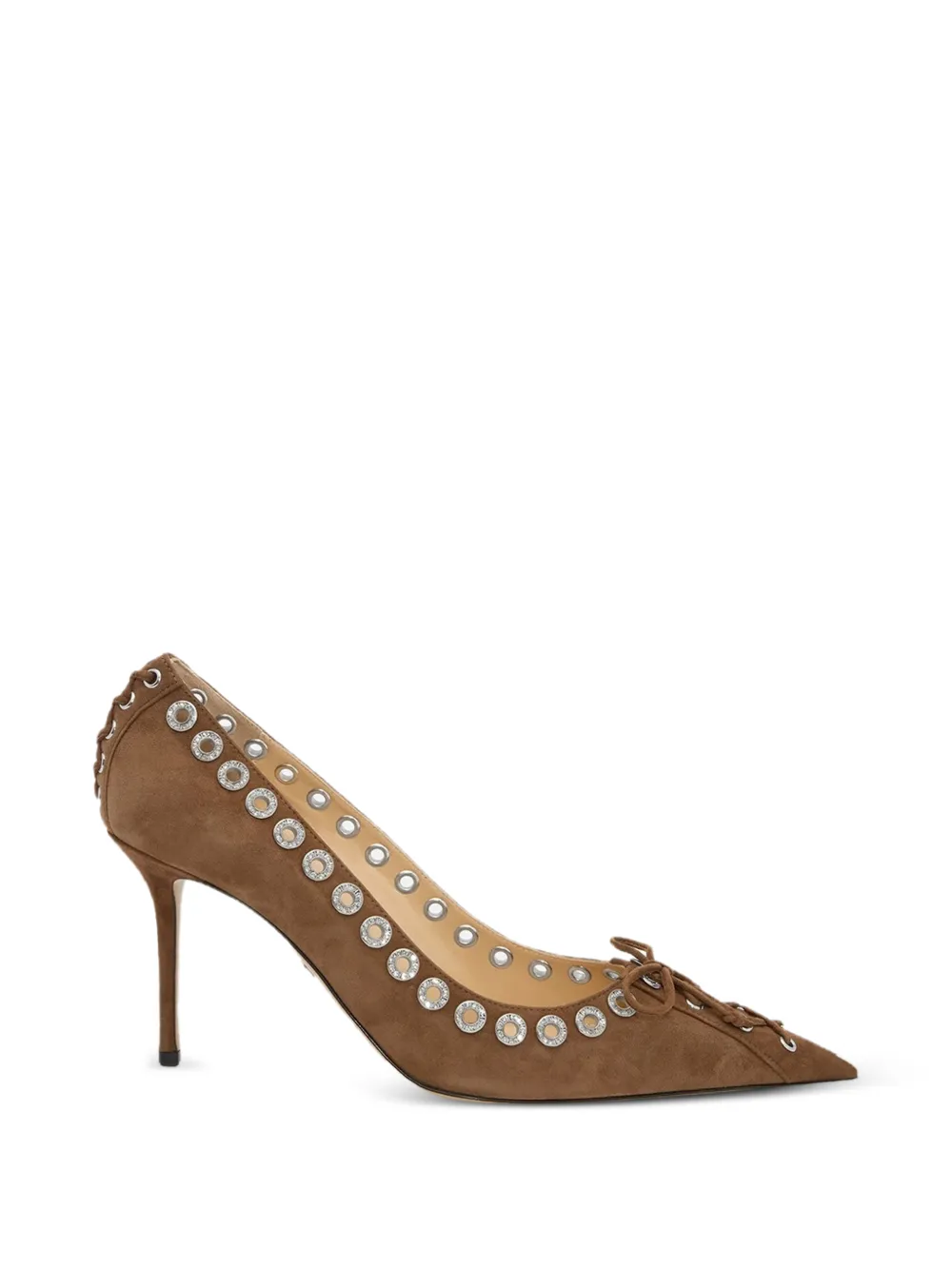 MACH & MACH Crystalized Corset pointed-toe suede heeled pumps - Marrone