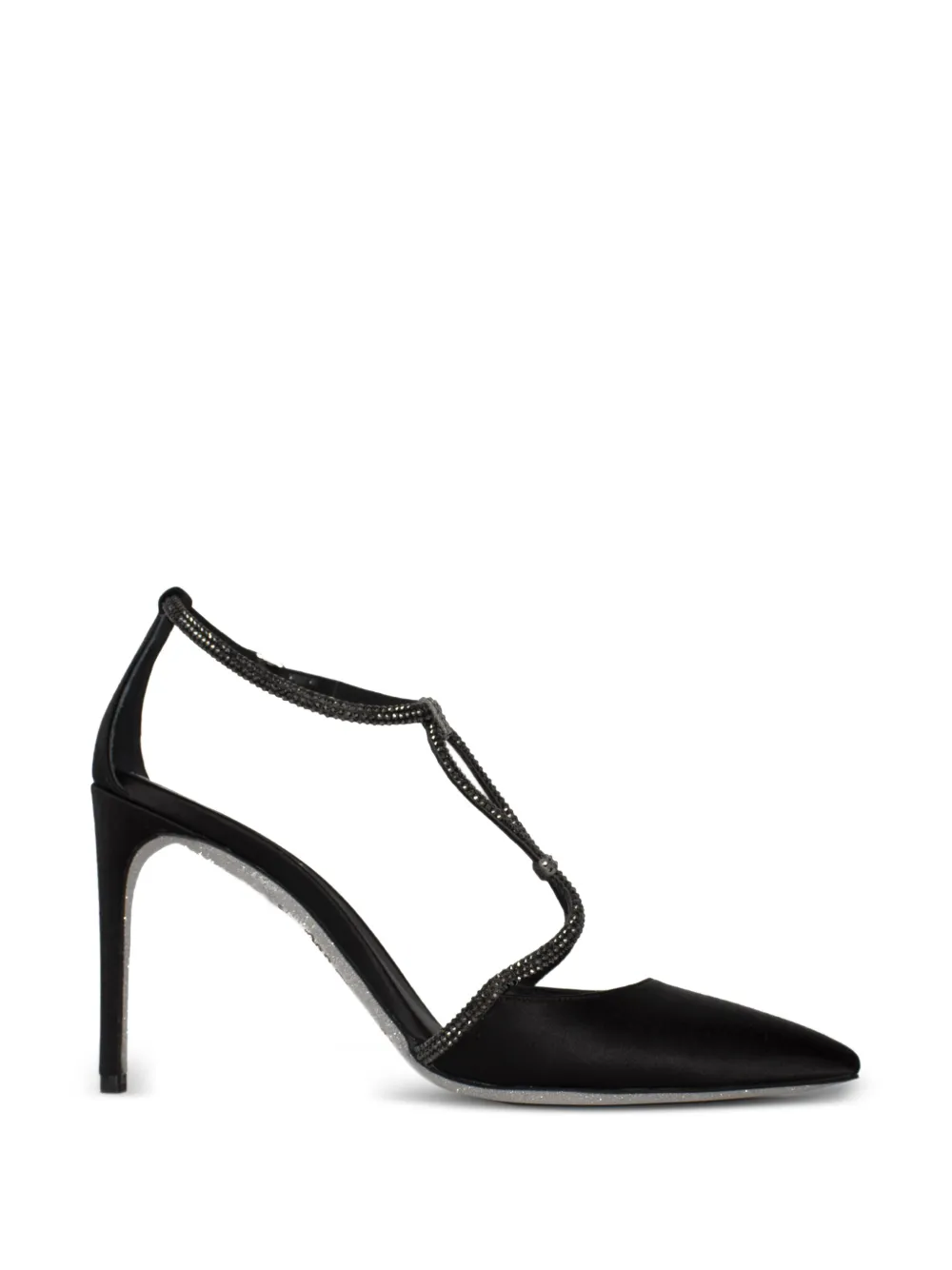 René Caovilla crystal-embellished satin pumps - Nero