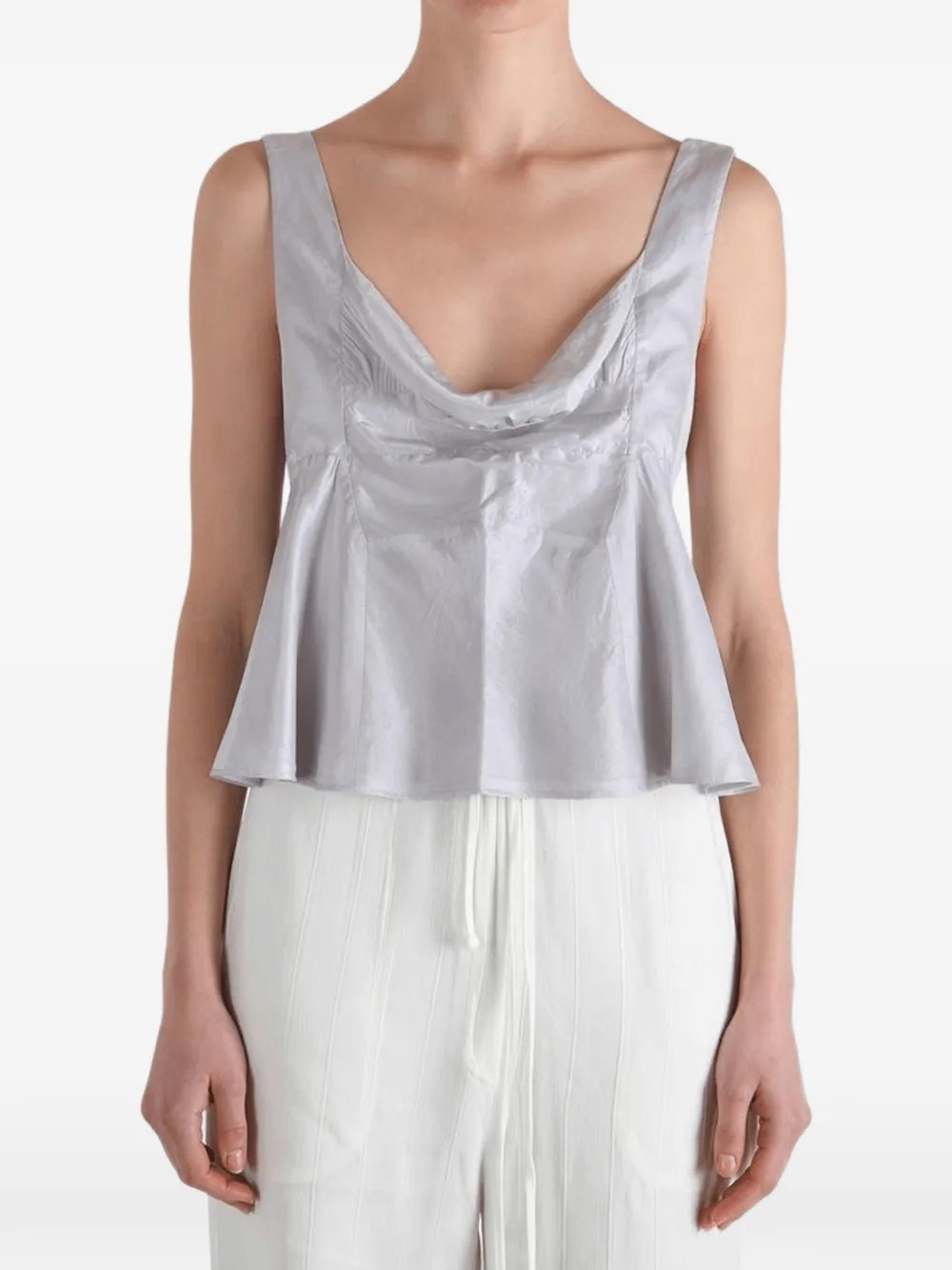 Marc Le Bihan Peplum top met col Grijs