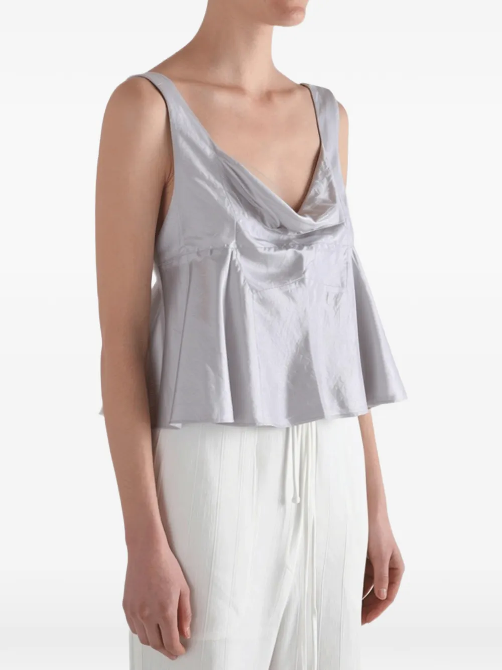 Marc Le Bihan Peplum top met col Grijs