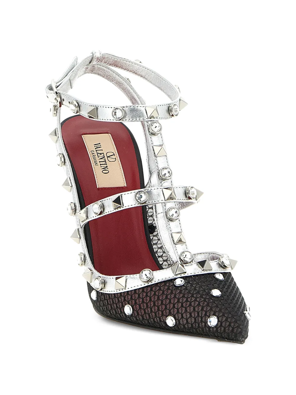 Valentino Garavani Rockstud crystal-embellished pumps Zilver