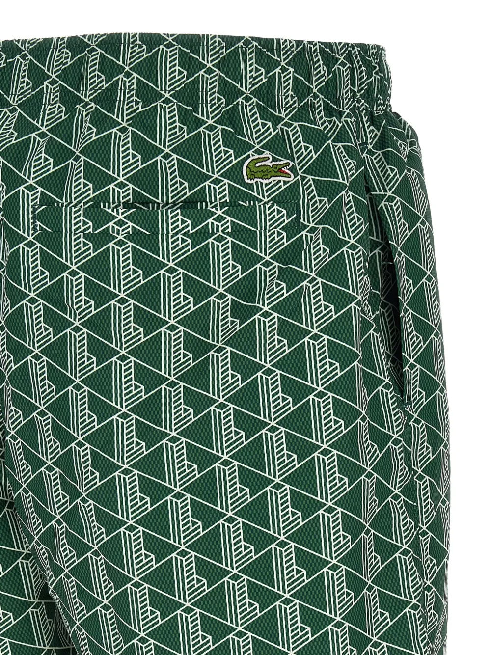 Lacoste Badpak met monogramprint en trekkoord Groen