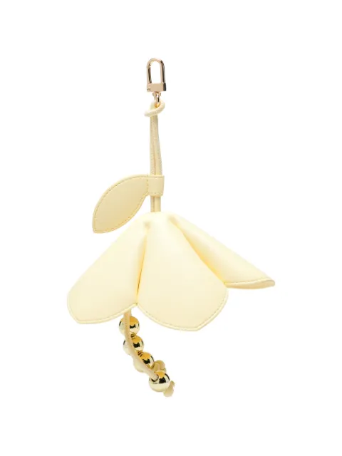 Themoirè flower-pendant beaded bag charm