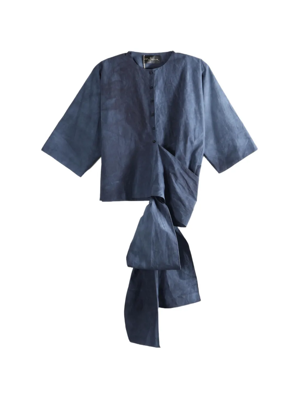 Cortana tie-fastening cropped blouse - Blu