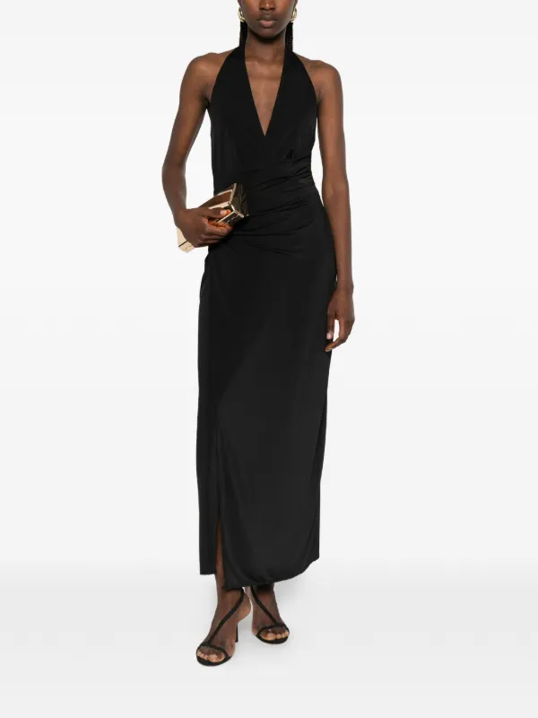 halter neck ruched midi dress Zigner